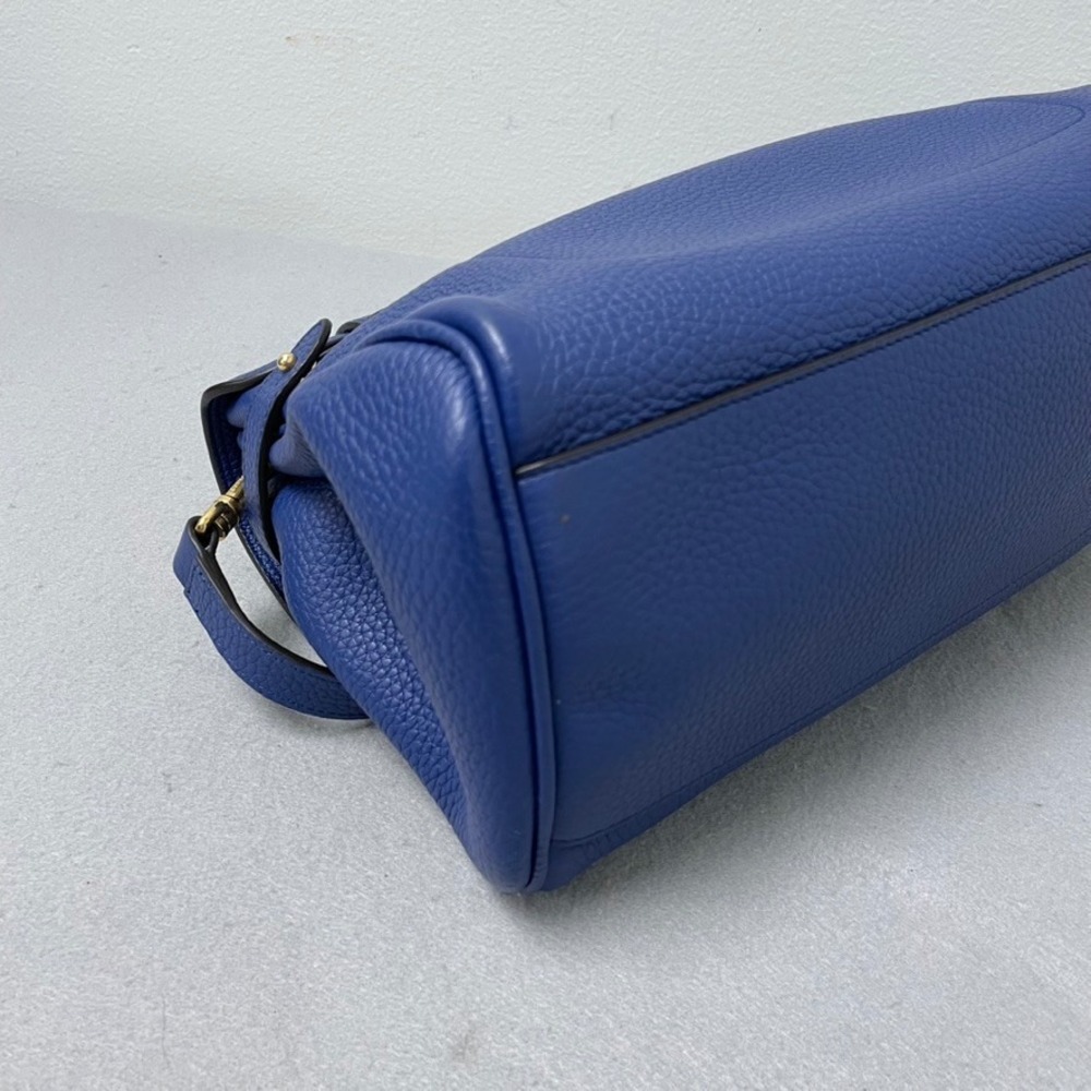 Mulberry Alexa Satchel Bag Blue Pebbled Leather Gold Hardware Dust Bag Excellent - Picture 6 of 11